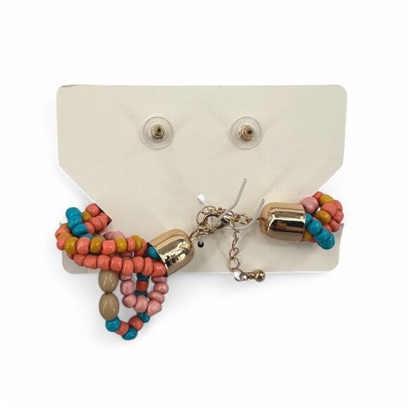 Indigo Authority Monarch Pastel Beaded Bracelet and Earring Jewelry Set - Picture 3 of 3